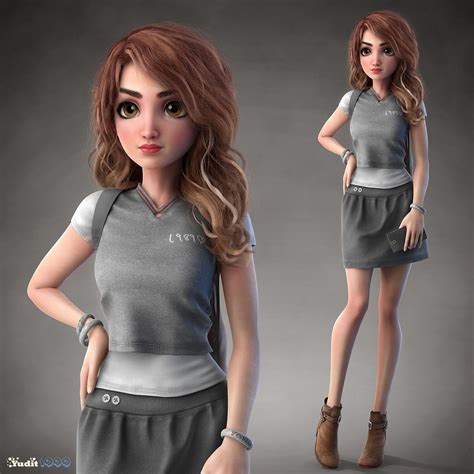 2 girl 3d model character design by yuditya | Image