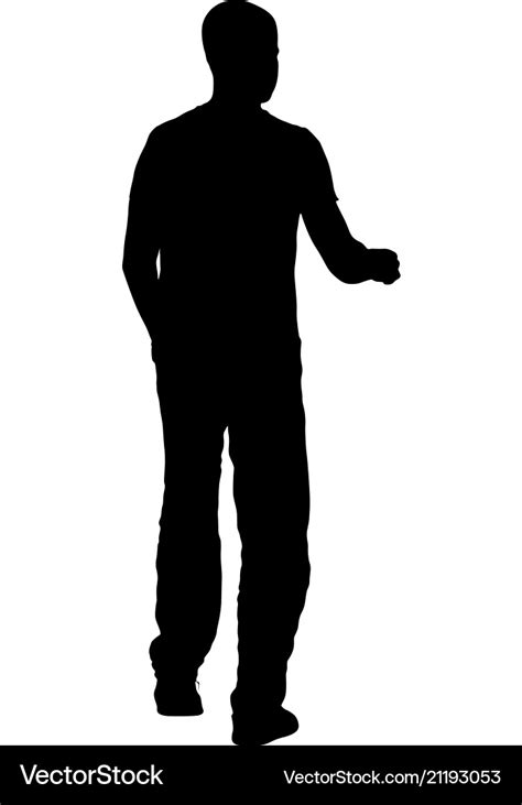 Black silhouette man standing people on white Vector Image