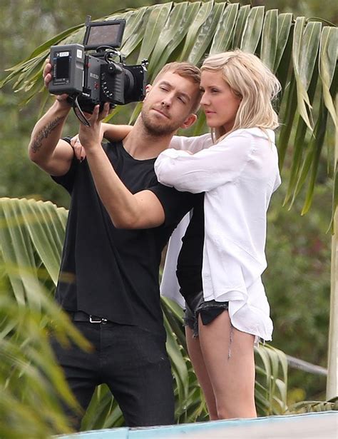 Calvin Harris and Ellie Goulding playing about with a camera during the ...