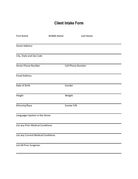 42 Printable Client Intake Forms (FREE Templates) ᐅ TemplateLab