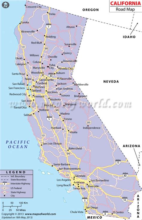 List Of Interstate Highways In California - Wikipedia - California ...