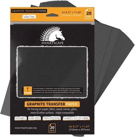 Amazon.com: MyArtscape Graphite Transfer Paper, 20 Black Sheets - Wax ...