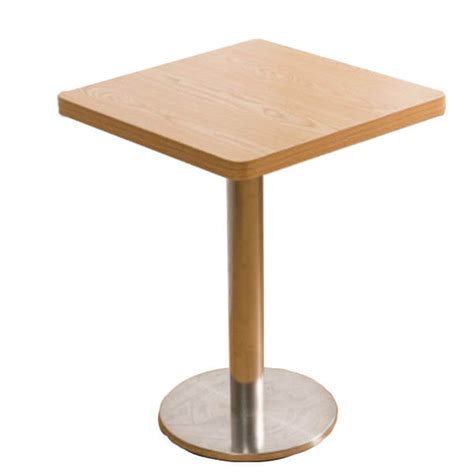 Fast Food Table | Square Table With Stainless Steel Base Wooden Dining ...