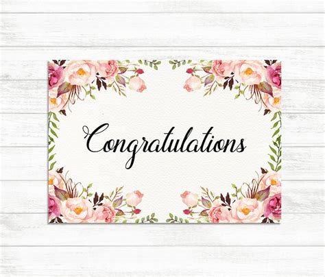 Printable Congratulations Card Floral Congrats Card | Etsy