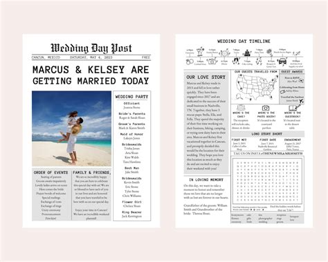 Newspaper Wedding Program Customizable Template - Etsy