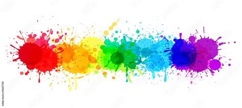 Paint splatter banner, rainbow watercolor paint stains. Colorful ...