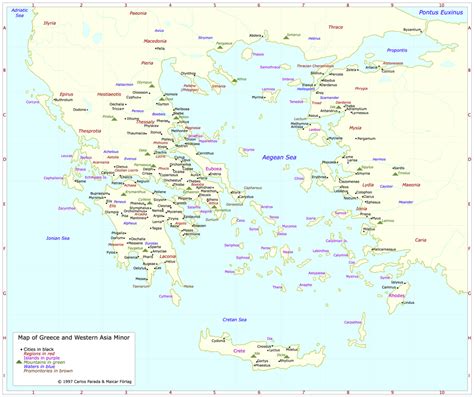 Map of Greece and Western Asia Minor - Greek Mythology Link