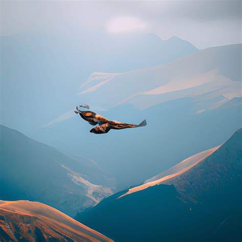 Eagle Flying over the Mountains · Creative Fabrica