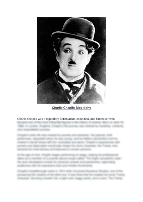 SOLUTION: Charlie chaplin biography 1 - Studypool