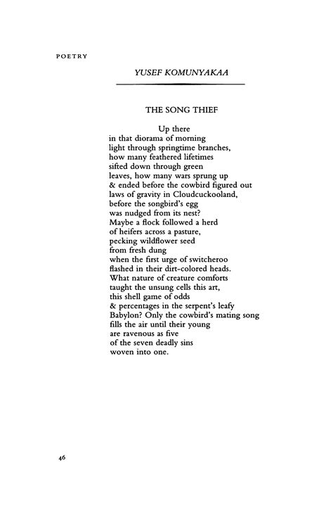 THE SONG THIEF by Yusef Komunyakaa | Poetry Magazine