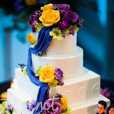 Purple and Yellow Wedding Cake