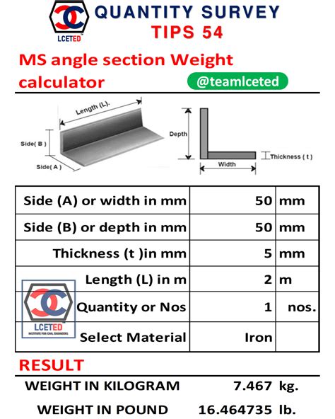 Ms angles weight calculator equal angles weight calculator unequal ...