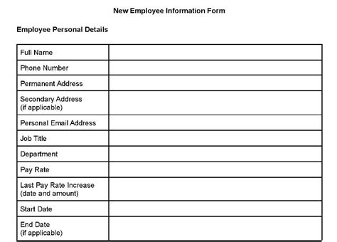 New Employee Information Form Template Pdf Template | Images and Photos ...