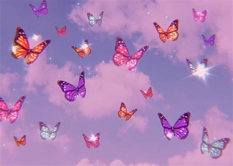 Aesthetic Glitter Butterflies | Cute Laptop Wallpaper