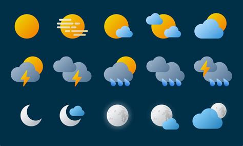 Vector illustration of weather condition forecast icon set. Suitable ...