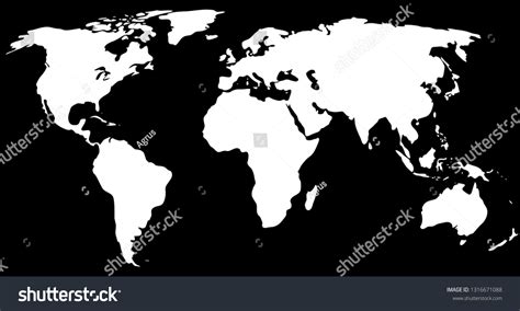 White World Map Silhouette On Black Stock Vector (Royalty Free ...