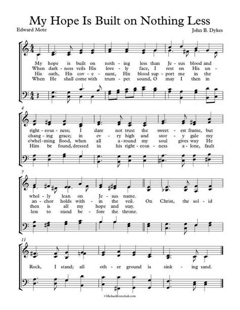 Free Choir Sheet Music - My Hope Is Built On Nothing Less by Edward ...