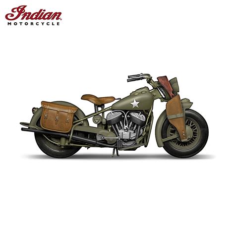 1:6-Scale WWII Indian Chief Motorcycle Sculpture With Authentic ...