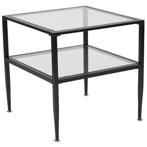 Flash Furniture Newport Collection Glass End Table with Black Metal ...