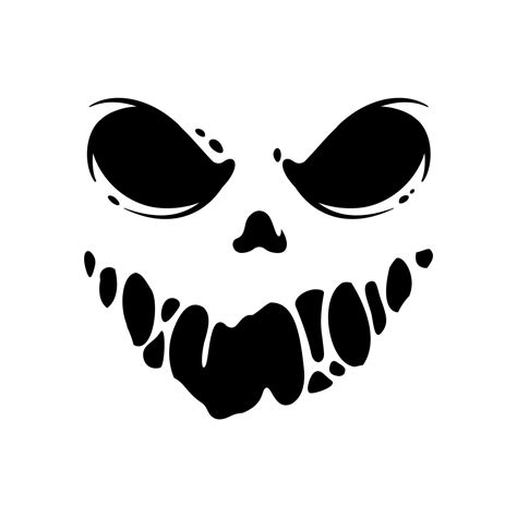 Scary Ghost Horror Face Silhouette Vector For Carving On Halloween ...