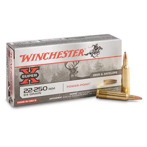 Winchester Super-X Rifle, .22-250 Rem., PP, 64 Grain, 20 Rounds - 95016 ...