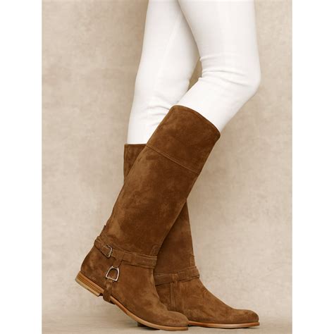 Lyst - Ralph Lauren Collection Calf-suede Sage Riding Boot in Brown