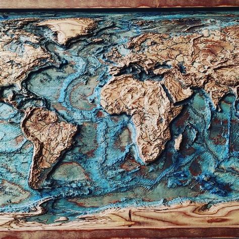 3d nautical world map with ocean floor. Wood, acrylic | Mappe, Storia ...