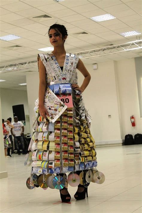 Dress made from discarded materials for Qatar's Eco-Fashion Show on ...