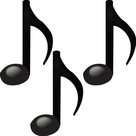 three black musical notes are shown on a white background