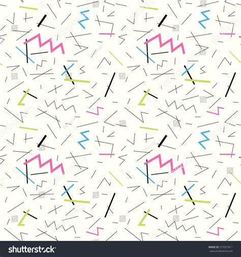 Seamless Pattern With Doodle Geometric Shapes In 90s Style 1 Stock ...