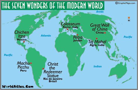 Seven Wonders of the Modern World Map and Information Page