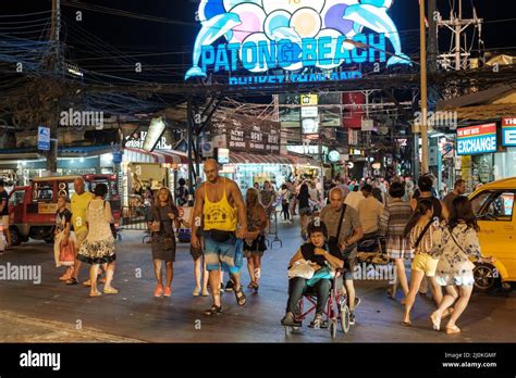 Bangla Road walking street by night in Patong. It is famous for its ...