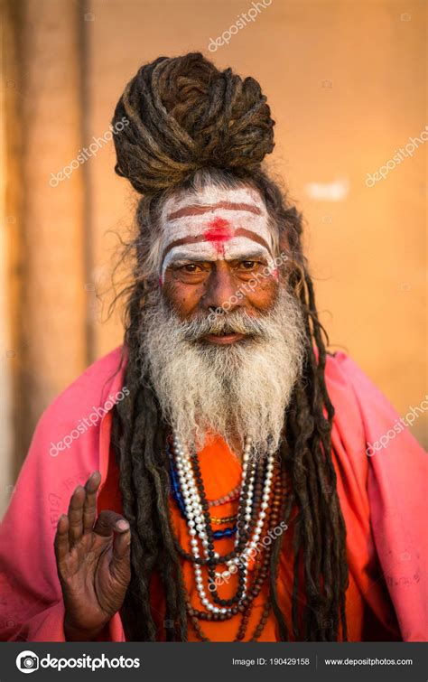 Varanasi India Mar 2018 Sadhu Baba Holy Man Ghats Ganges — Stock ...