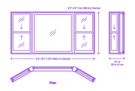 Bay Window - 30 Degree, Double-Hung Dimensions & Drawings | Dimensions.com