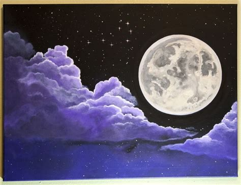 Trippy Sun And Moon Drawings Easy - Full Moon With Purple Clouds ...