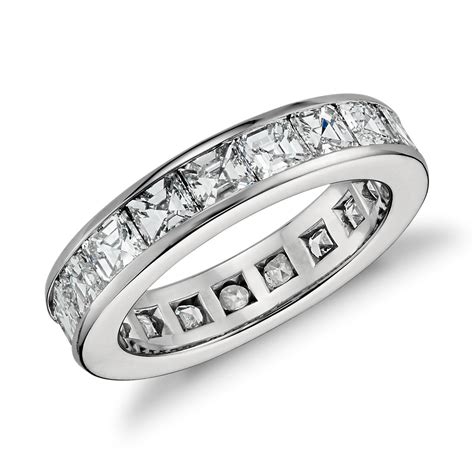 Asscher Cut Channel-Set Diamond Eternity Ring in Platinum (4.5 ct. tw ...