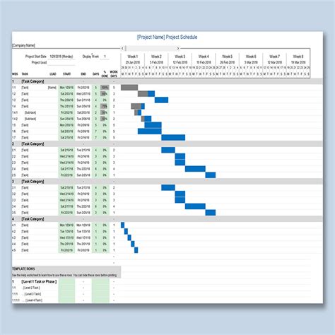 Project Management Gantt Chart Excel Template