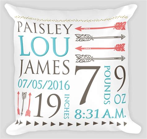 Personalized Birth Stats Pillow Birth Stats Newborn Baby | Etsy