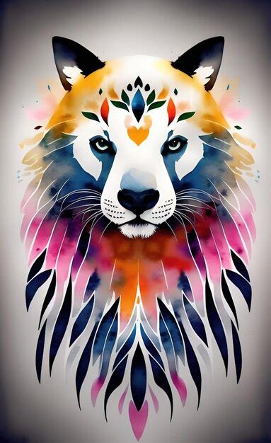 Premium Photo | A colorful lion's head is a symbol of strength and ...