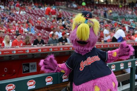 Cleveland Indians mascot Slider before the game against the Cincinnati ...