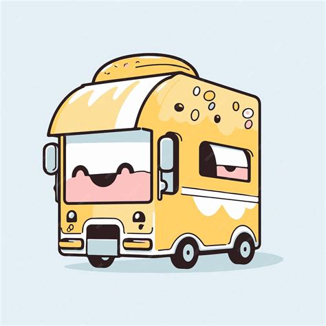 Premium Vector | A cartoon ice cream truck with a pink and white ice ...