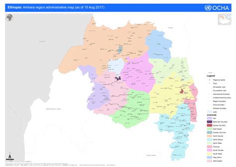 Ethiopia: Amhara region administrative map (as of 15 Aug 2017 ...