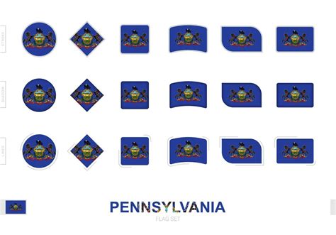 Pennsylvania flag set, simple flags of Pennsylvania with three ...