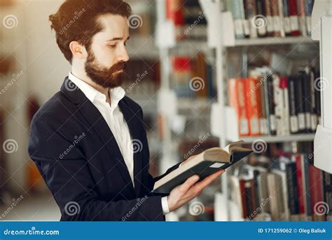 Handsome Guy Study at the Library Stock Photo - Image of interior ...