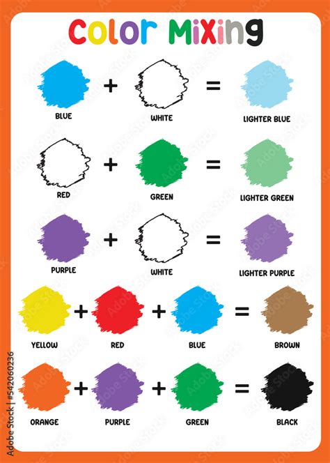 Mixing color worksheet. Learning about color. Mixing colors (primary ...