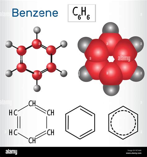 Molecola di benzene - La formula chimica di struttura e modello ...