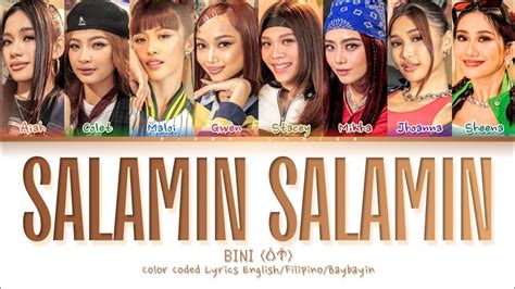 BINI "SALAMIN SALAMIN" Color Coded Lyrics English/Filipino/Baybayin ...