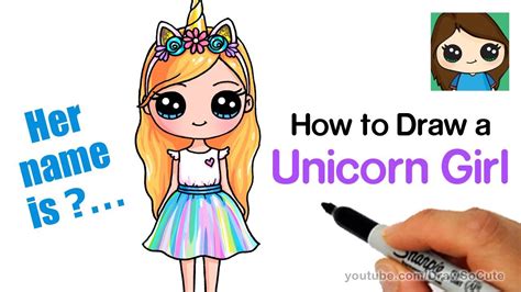 How to Draw a Unicorn Cute Girl Easy