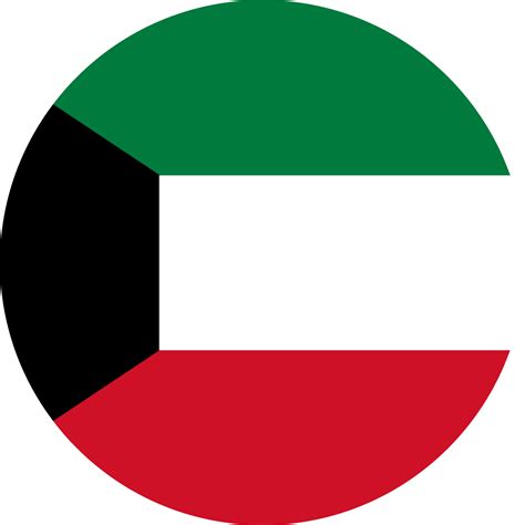 Kuwait flag in circle shape isolated on png or transparent background ...