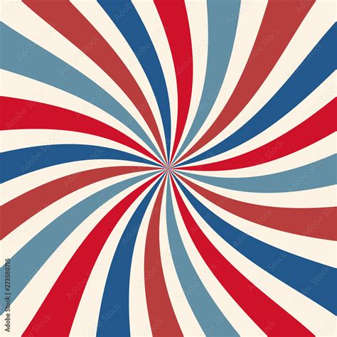 Red white and blue retro sunburst background pattern for July 4th or ...